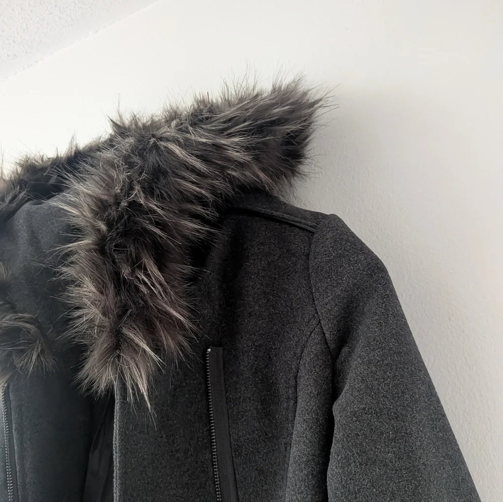 Maralyn & Me Grey Faux Fur Hooded Parka Jacket - Picture 7 of 10